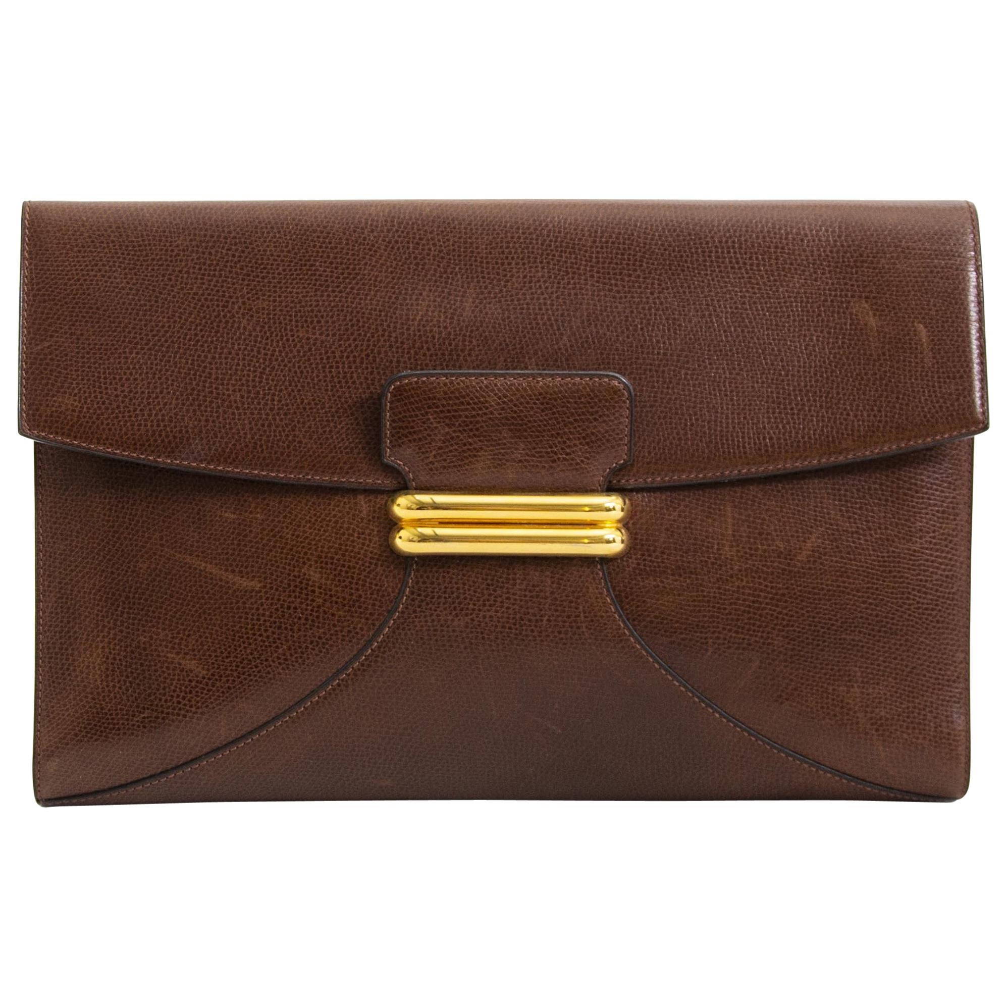Delvaux Brown Leather Clutch
