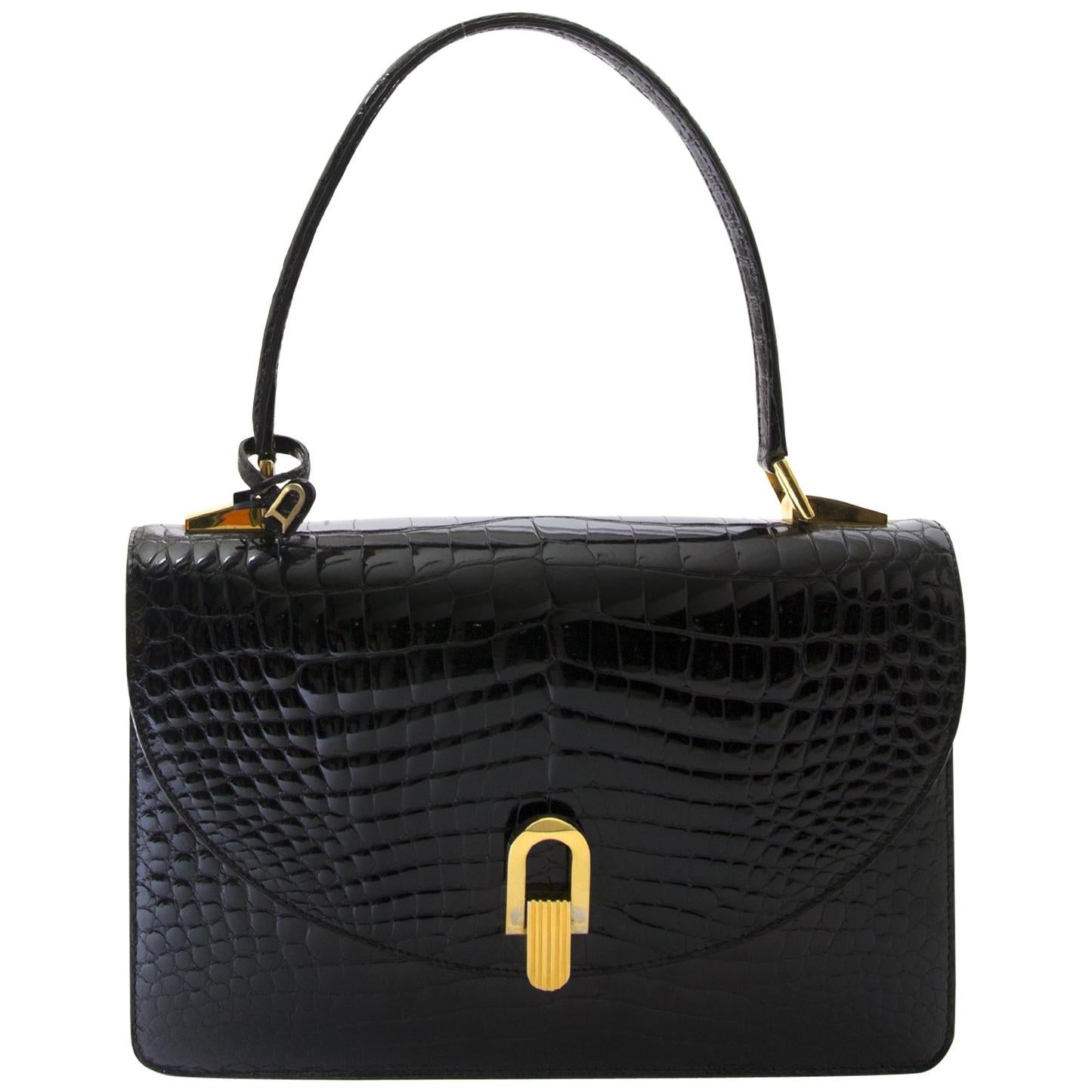 Delvaux Black Croco Handbag