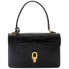 Delvaux Black Croco Handbag