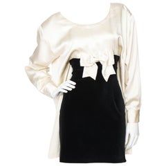 A 1980s Moschino Cheap and Chic Satin And Cotton Velvet Cocktail Dress