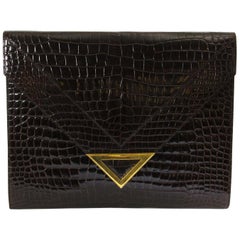 Delvaux Brown Croco Clutch