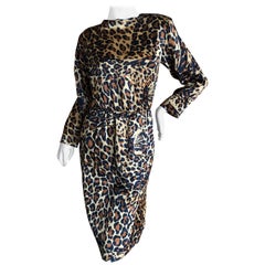Yves Saint Laurent Rive Gauche Vintage 1970's Silk Leopard Print Dress Deadstock