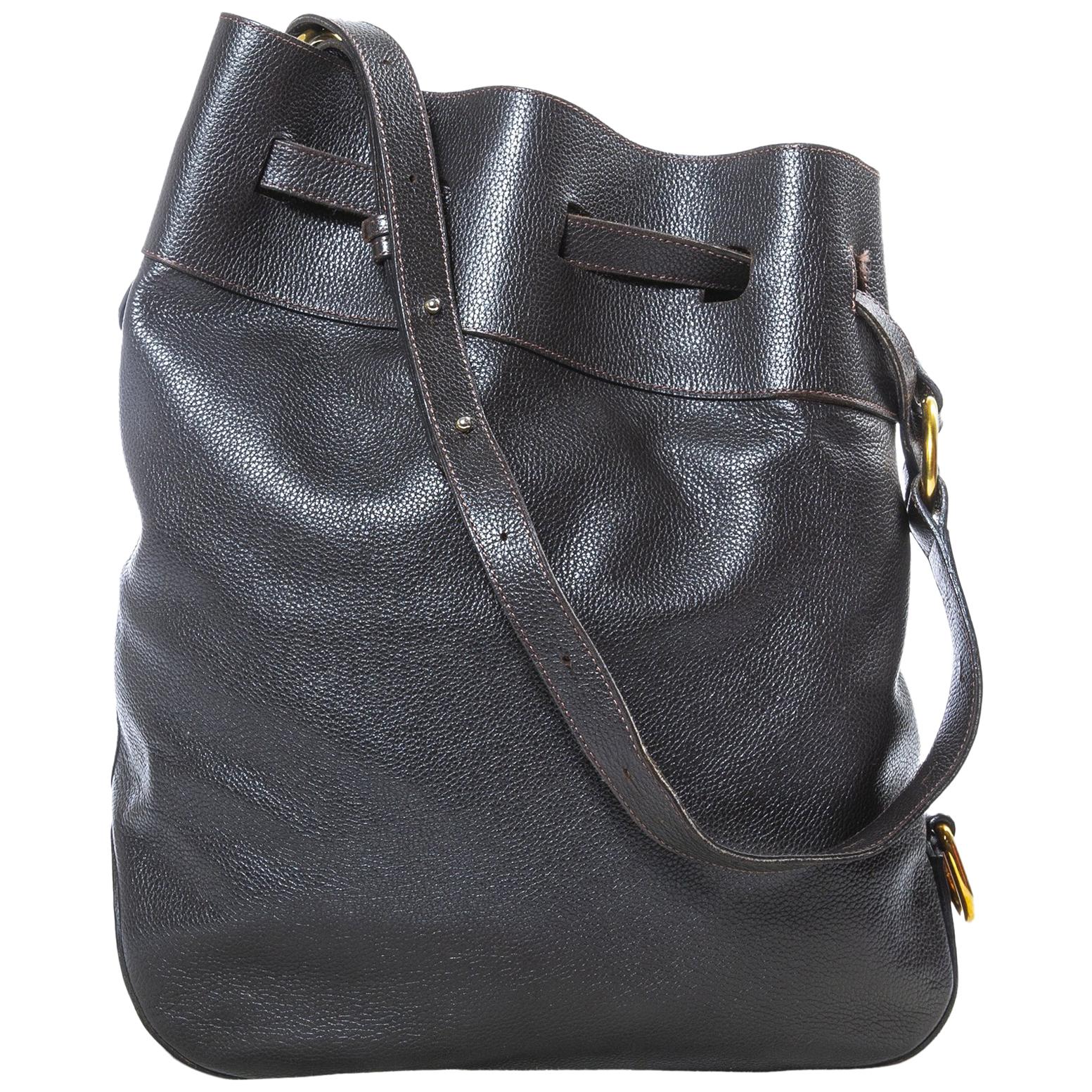 Delvaux Brown Drawstring Leather Bag