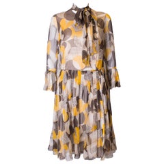 Groovy Vintage Silk Chiffon Cocktail Dress