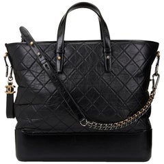 Used 2017 Chanel Black Aged & Smooth Calfskin Leather Gabrielle Large Shopping Tote