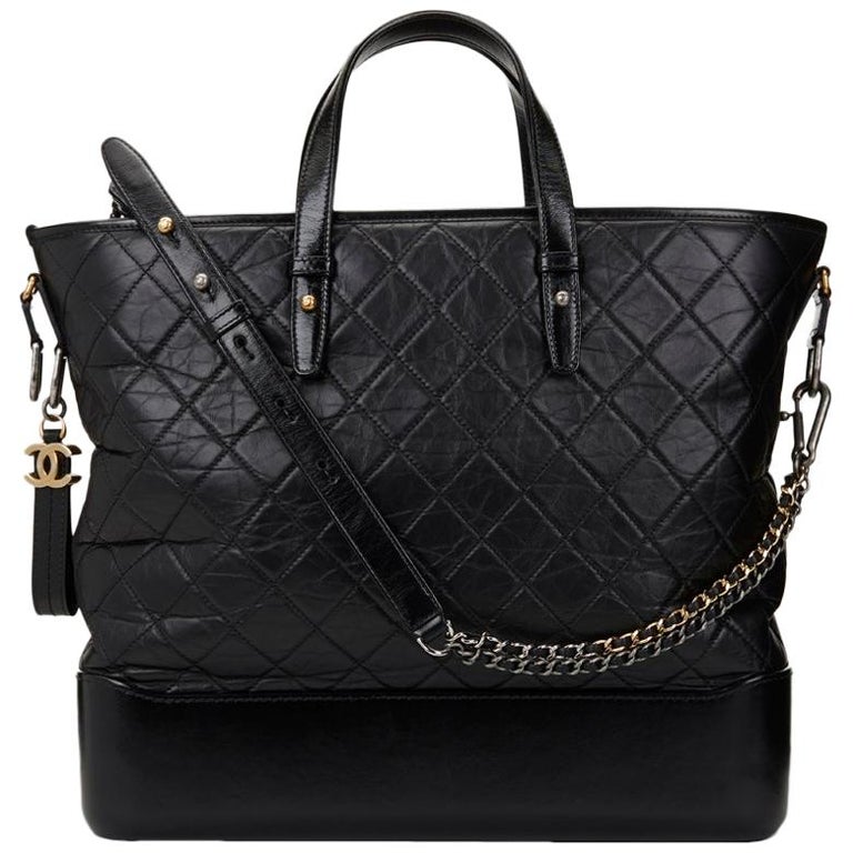 2017 Chanel Black Aged and Smooth Calfskin Leather Gabrielle Large Shopping  Tote at 1stDibs