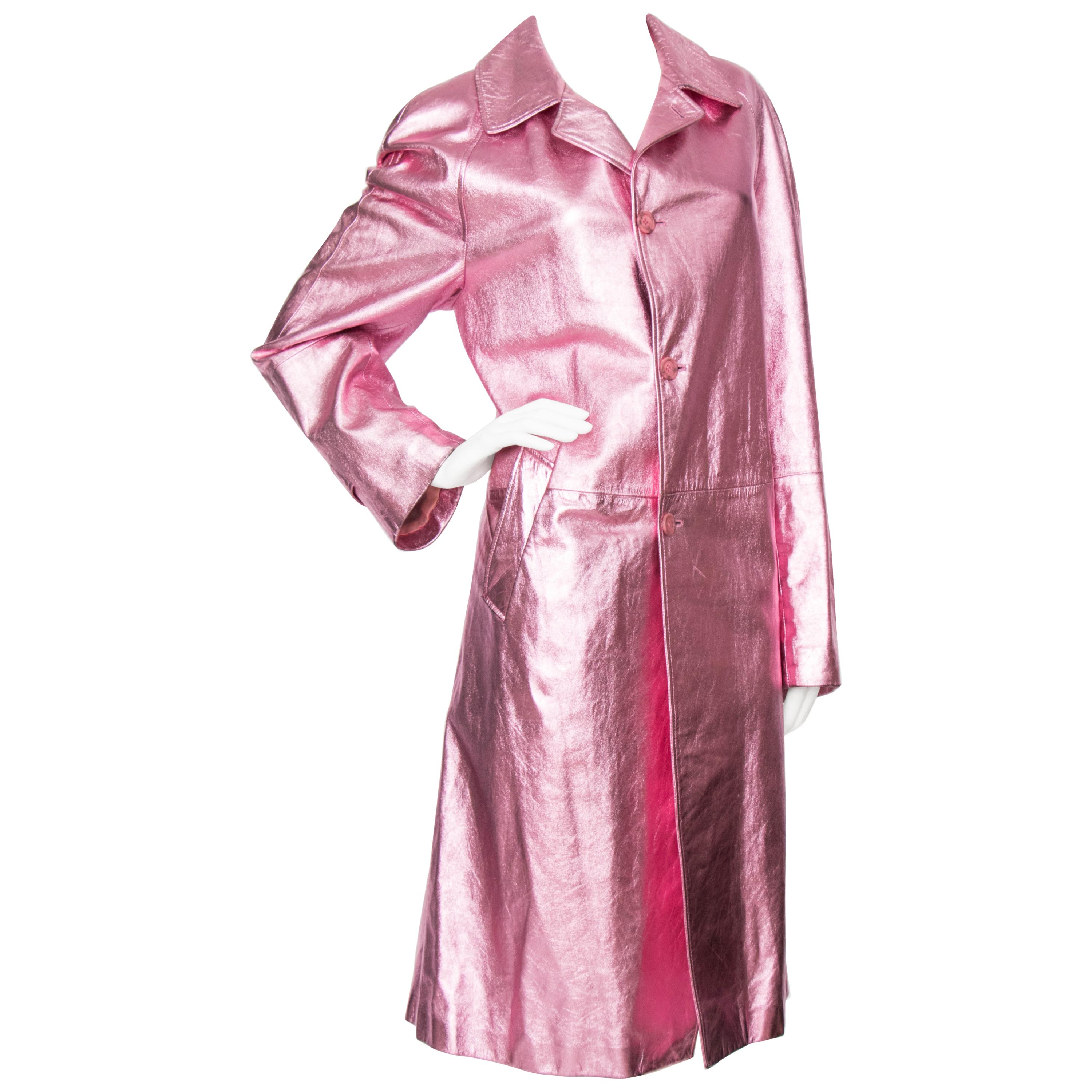 A 1990s Pink Metallic Gianni Versace Leather Jacket at 1stDibs