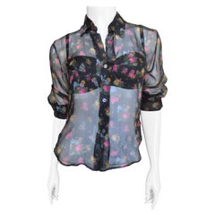 Dolce & Gabbana Silk Shirt Bra and Flower Applique Wrap