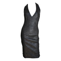 Gianni Versace Laser Perforiertes Lederträgerkleid 1990er Jahre