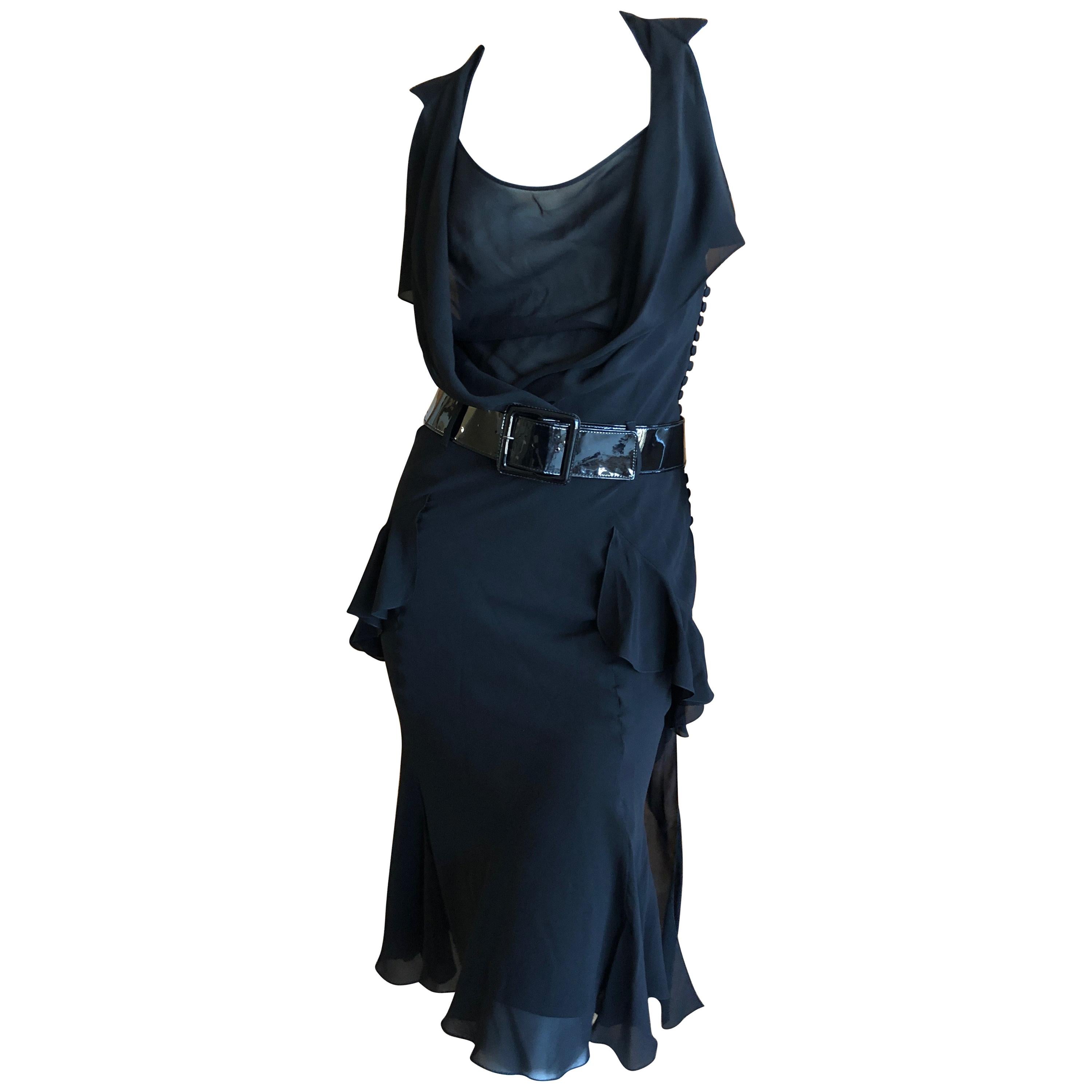 John Galliano for 10 Corso Como 1990's Black Silk Dishabille Backless Slip Dress For Sale