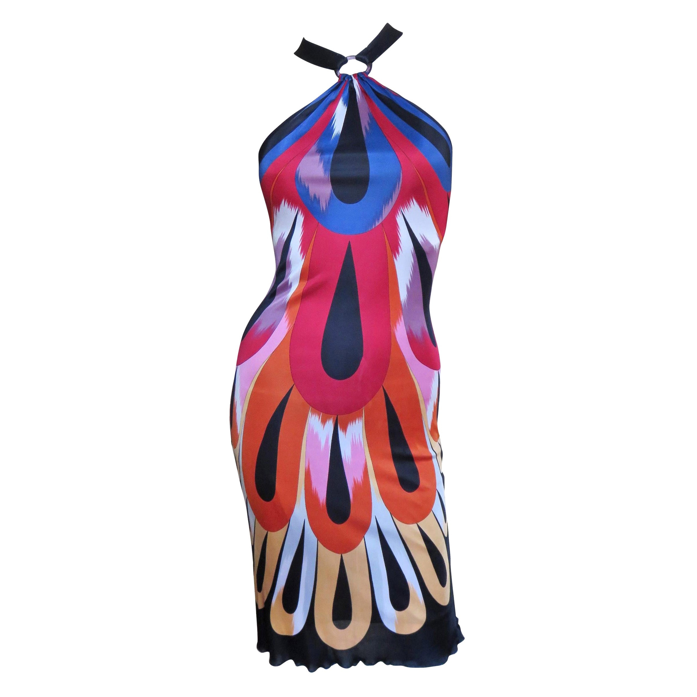 Missoni Colorful Silk Halter Dress For Sale