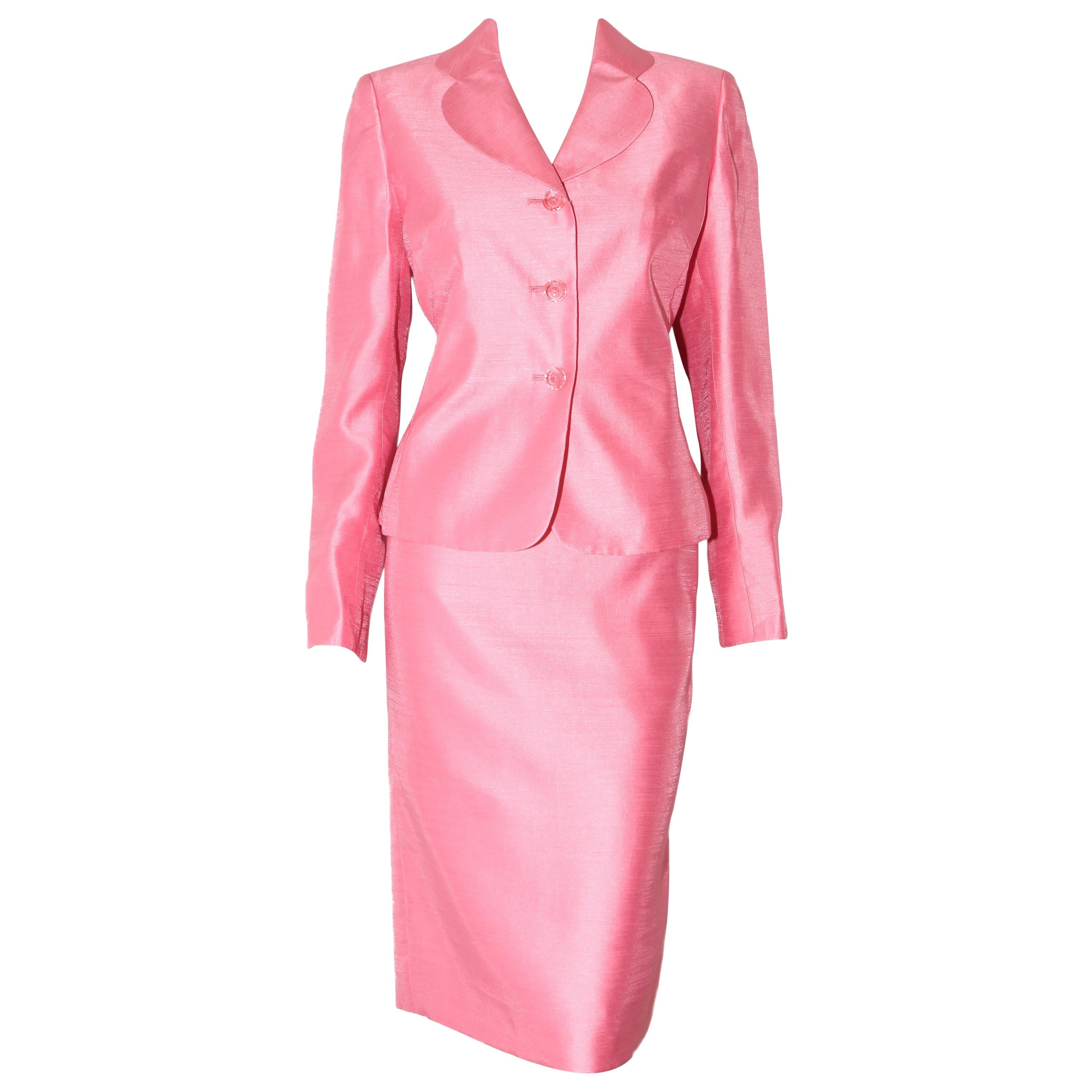 Prada Primavera Pink Blossom Skirt Suit For Sale