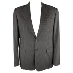 Vintage PRADA 44 Regular Charcoal Stripe Notch Lapel Sport Coat Blazer