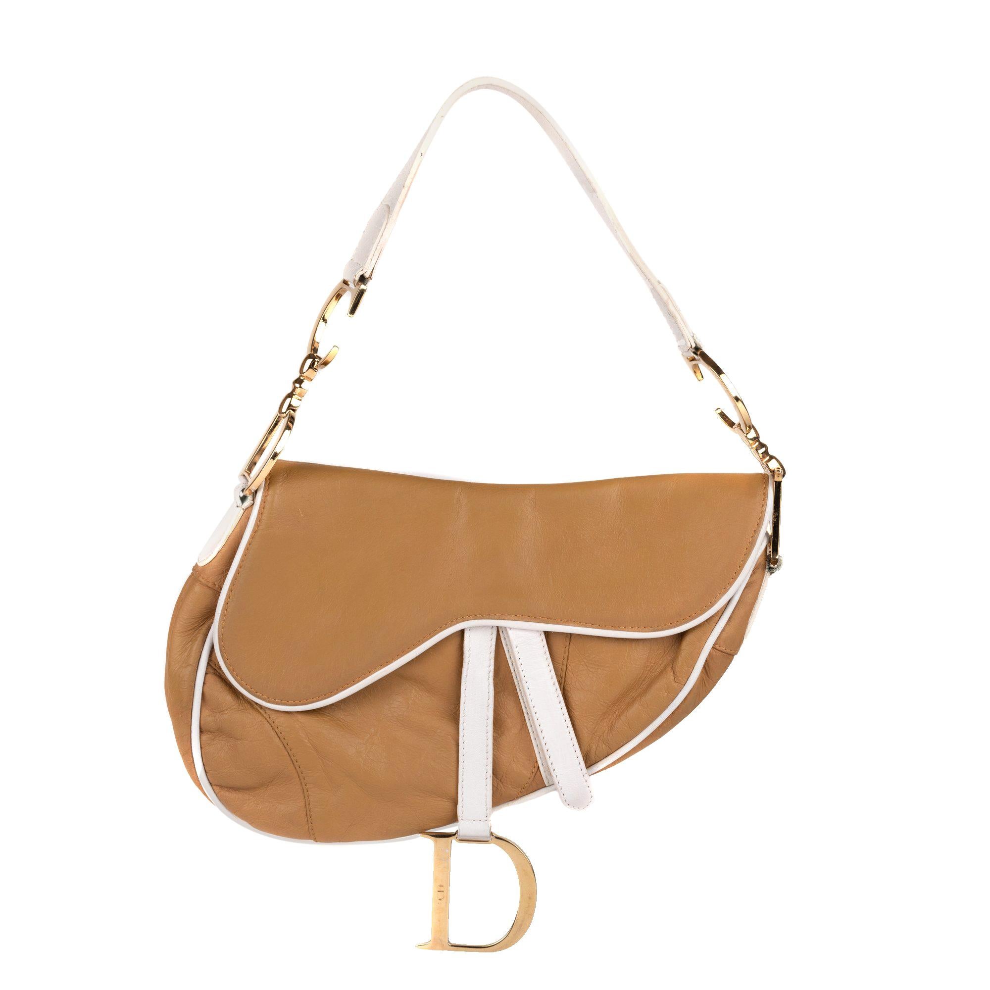 Christian Dior Saddle Beige Leather Bag