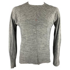 M.A+ Size L Gray Textured Fleece Raw Neck Pullover Sweater