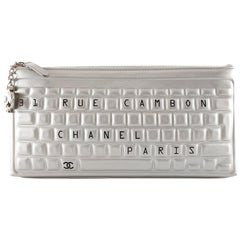 Chanel Silver Leather Keyboard Clutch