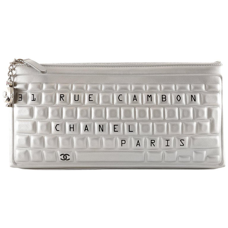 Chanel Silver Keyboard Clutch 1C1027