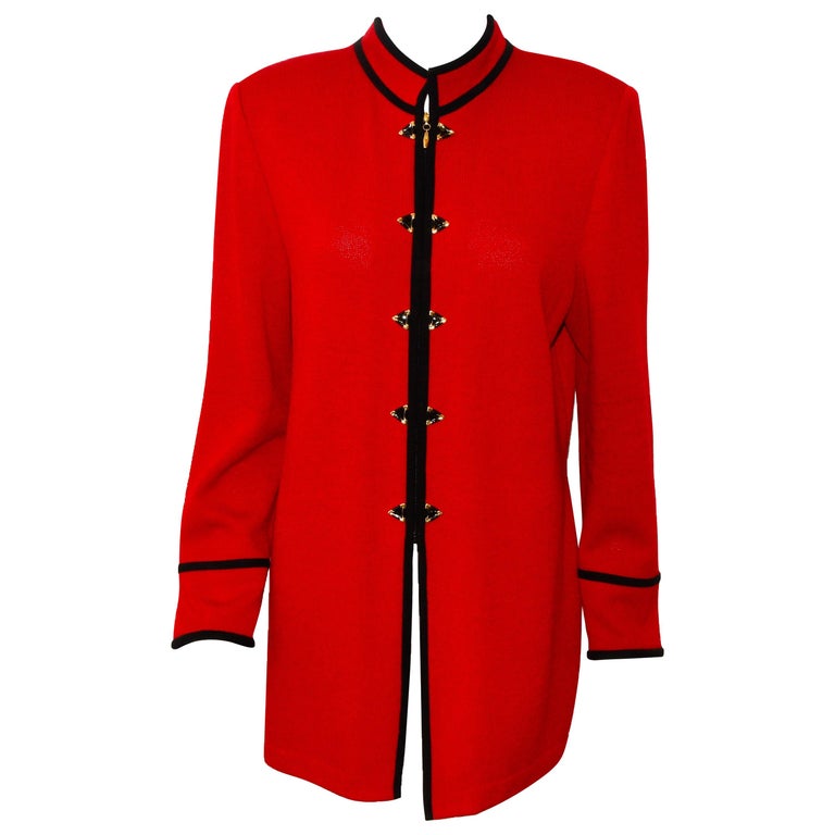 St. John Red Long Knit Jacket at 1stDibs