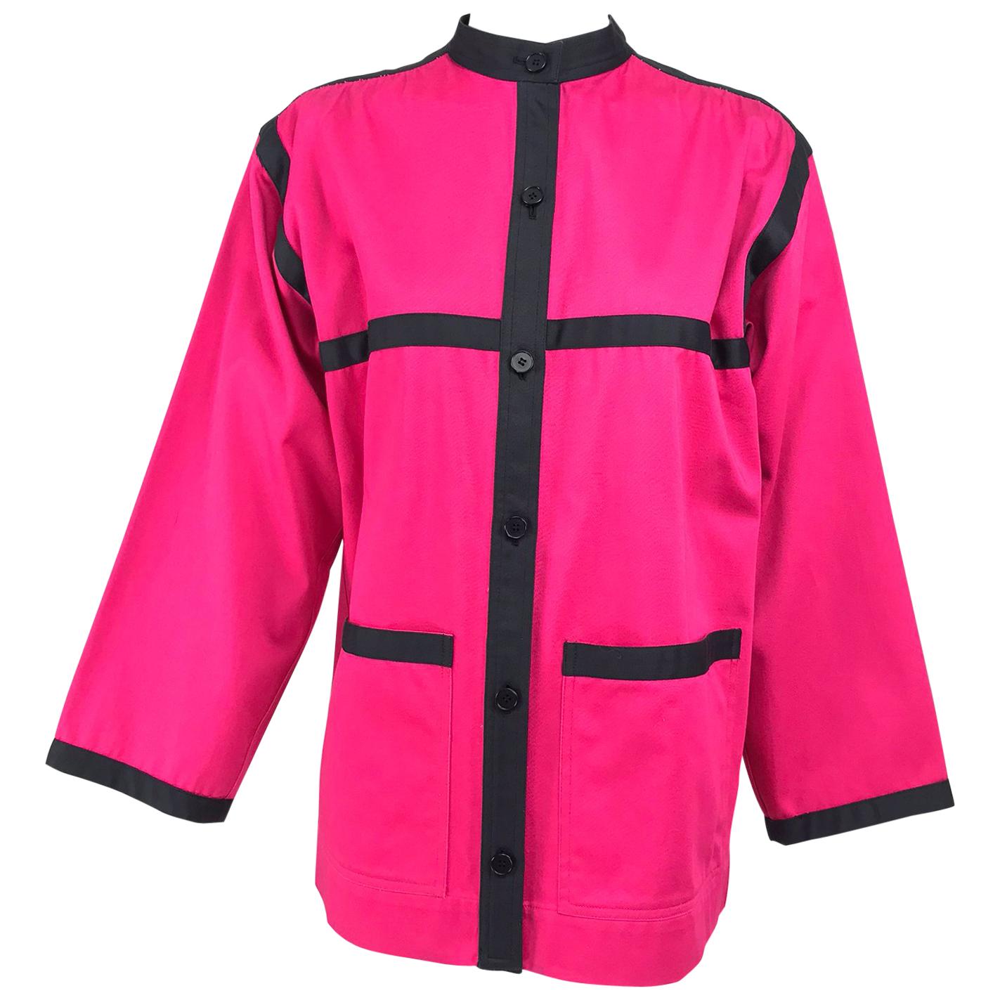 Yves Saint Laurent Hot Pink Colour Block Jacket 1970s For Sale