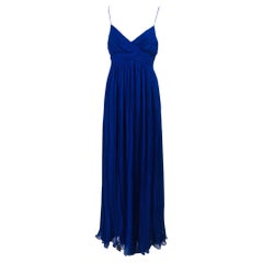 Jay Ahr pleated Blue Silk Evening Gown 