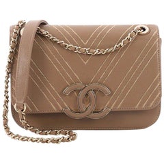 Chanel CC Flap Bag Triple Stitch Chevron Leather Small