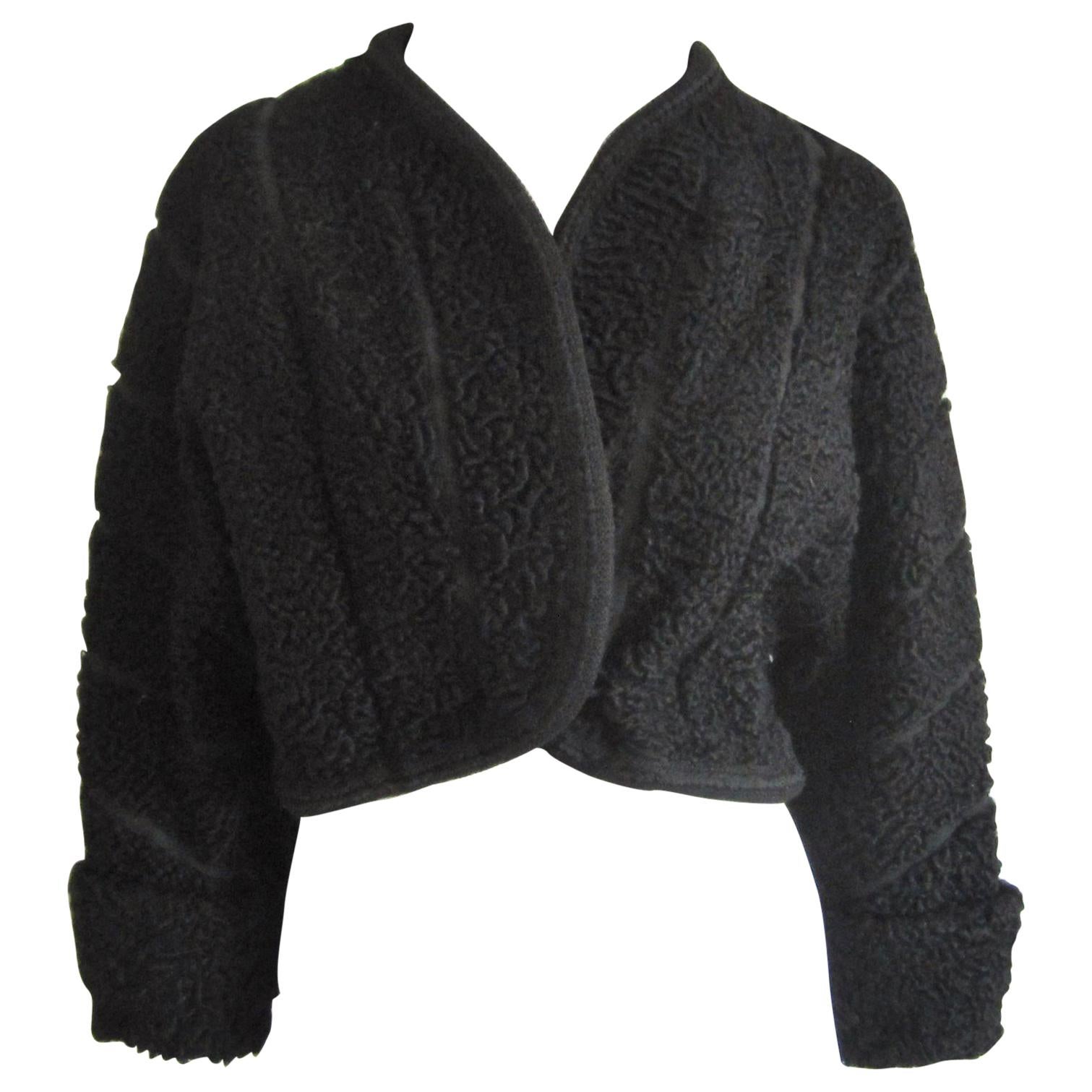Black Persian Lamb Astrakan FUR Bolero Jacket  For Sale