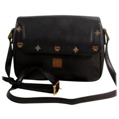 Vintage MCM Studded Camera 868503 Black Leather Shoulder Bag