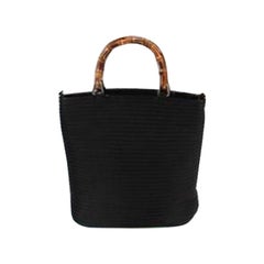 Gucci Convertible Quilted Bamboo 2way 868424 Black Canvas Tote