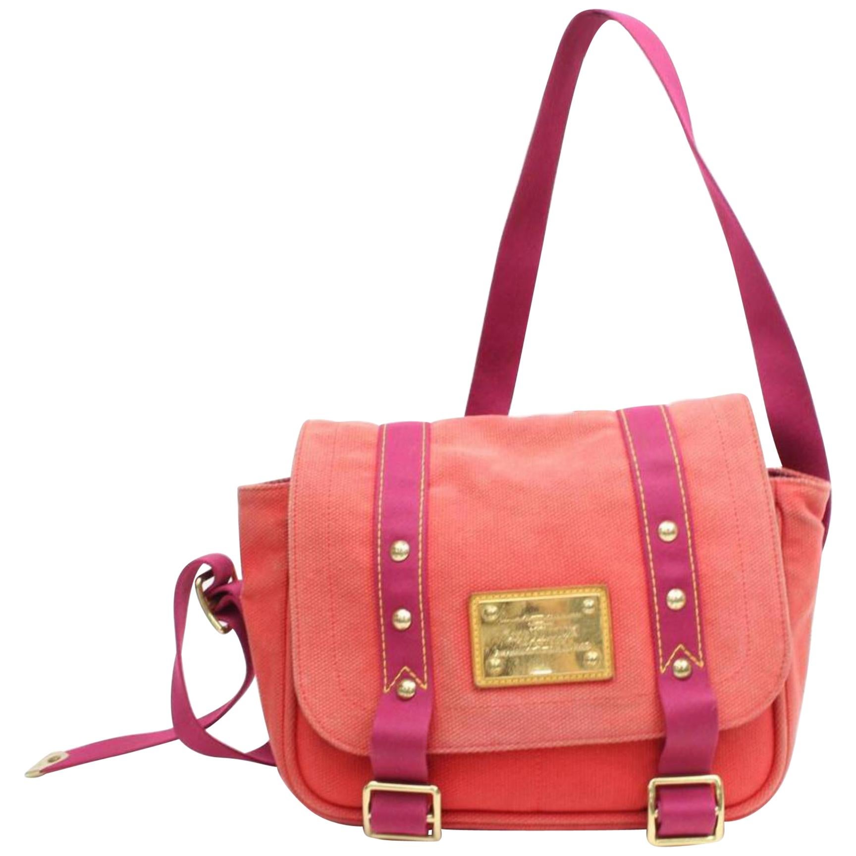 Louis Vuitton Rouge Toile Antigua Besace  868293 Red Canvas Shoulder Bag For Sale