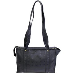 MCM Monogram Visetos Shopper Tote 868203 Black Polyurethane Shoulder Bag