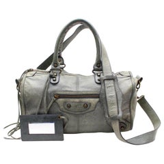 Balenciaga The Twiggy 2way 867949 Gray Leather Shoulder Bag