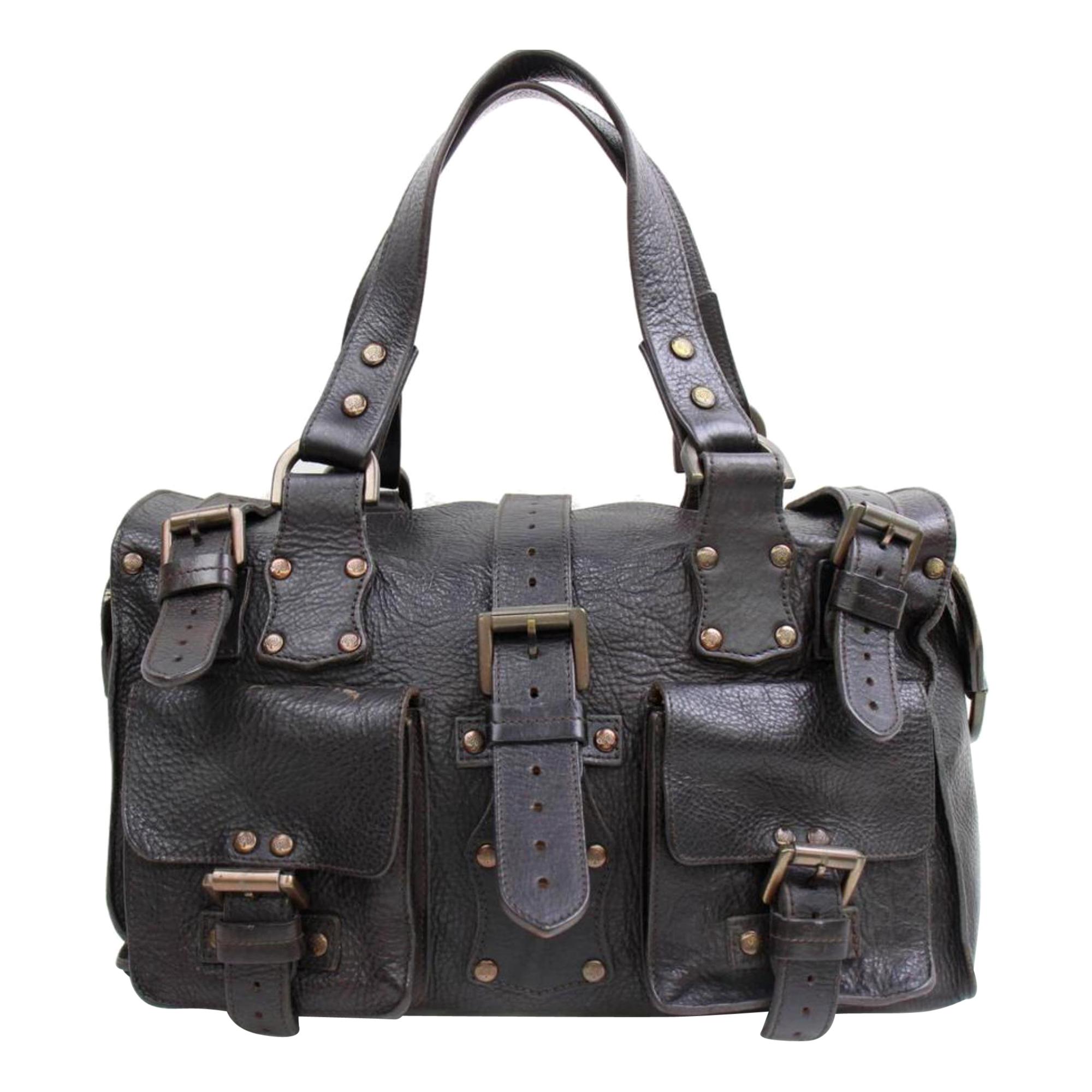 Mulberry Dark Studded Roxanne 867942 Brown Leather Shoulder Bag For Sale