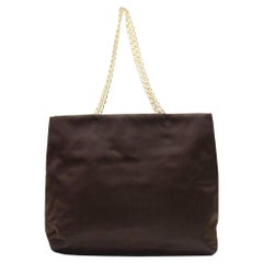 Prada Chain 867945 Brown Satin Tote