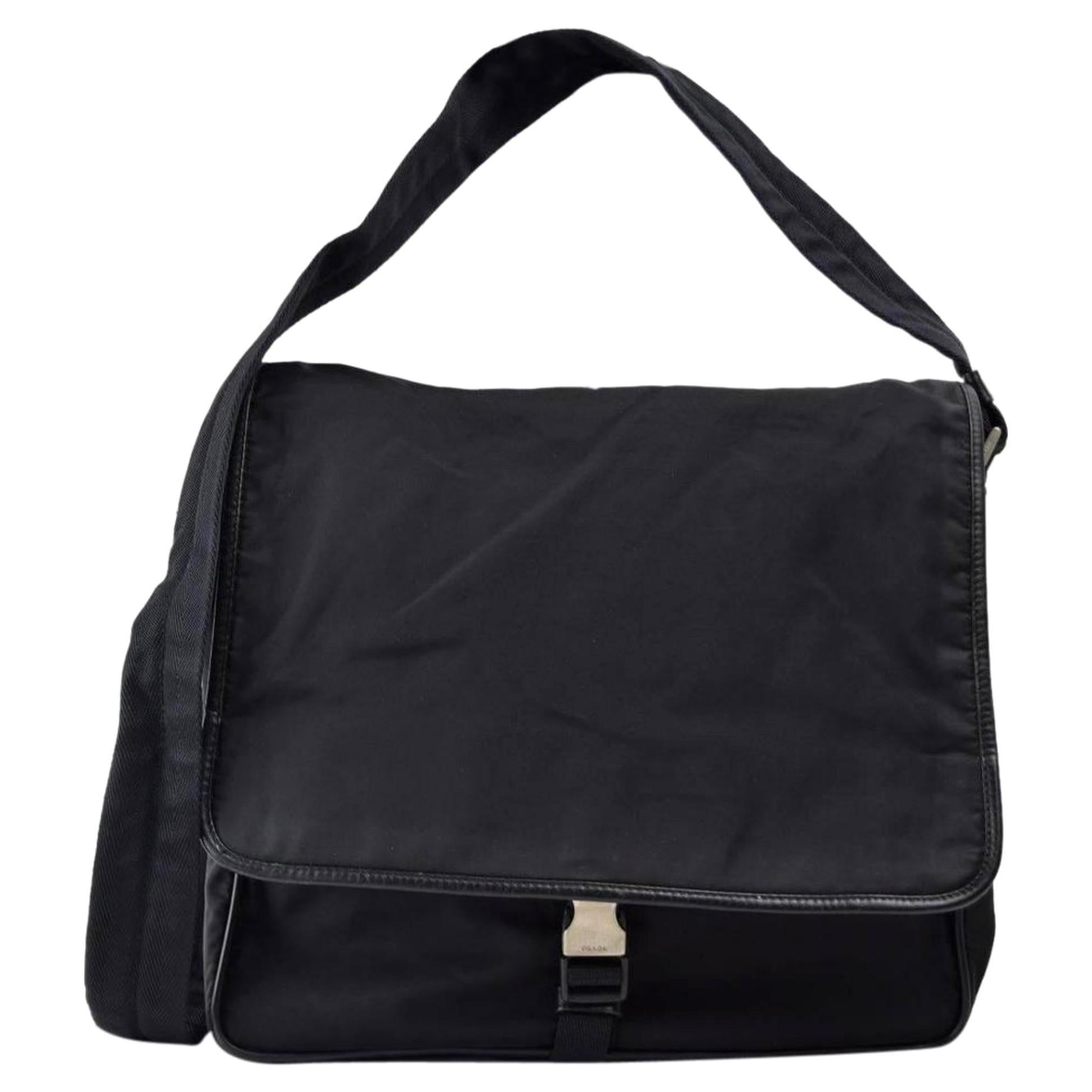 Prada Crossbody Messenger 867319 Black Nylon Laptop Bag For Sale