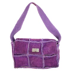 Sac à bandoulière classique Chanel Ccty63 violet en peau de mouton à rabat