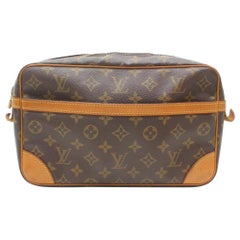 Louis Vuitton Compiegne Cosmetic Zip Pouch 869591 Brown Coated Canvas Clutch