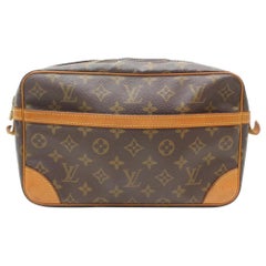 Vintage Louis Vuitton Compiegne Cosmetic Zip Pouch 869591 Brown Coated Canvas Clutch