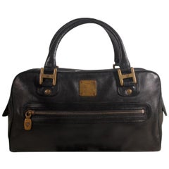 Vintage MCM Boston 869322 Black Leather Shoulder Bag