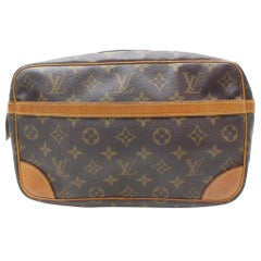 Vintage Louis Vuitton Compiegne Cosmetic Pouch 869277 Brown Coated Canvas Clutch