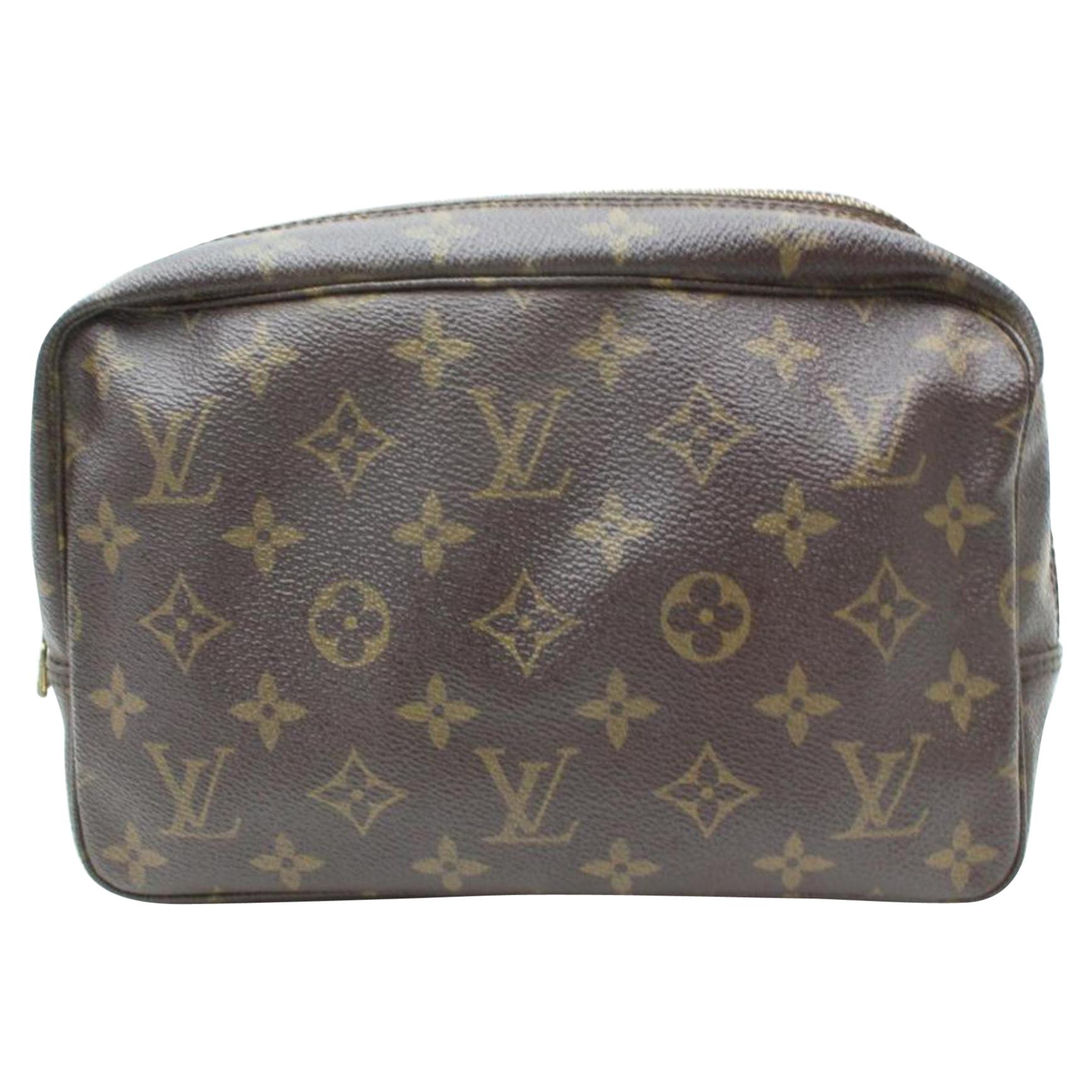 Louis Vuitton Brown Trousse Monogram Pouch Toilette 28 869223 Cosmetic Bag For Sale
