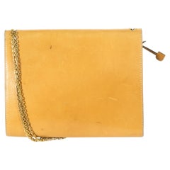 Delvaux Cognac Leather Chain Shoulder Bag