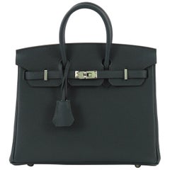 Hermes Birkin Handbag Vert Cypress Togo with Palladium Hardware 25