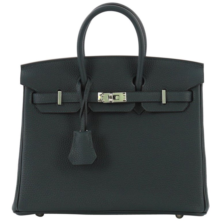 Hermes Birkin Handbag Vert Cypress Togo with Palladium Hardware 25