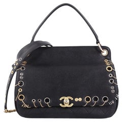 Chanel Piercing Chic Flap Bag Grommet Embellished Caviar with Chain Medium