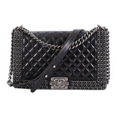 Chanel Chained Boy Flap Bag Quilted Glazed Calfskin New Medium