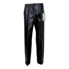 1990s Trussardi Black Eco Leather Regular Pants trousers 