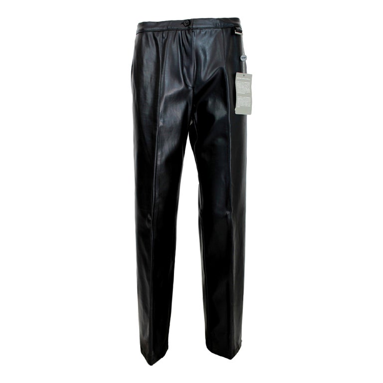 1990s Trussardi Black Eco Leather Regular Pants trousers at 1stDibs