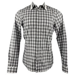 GIVENCHY Size S Black & White Plaid Cotton Button Up Long Sleeve Shirt