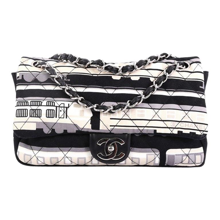 Chanel Le Train Flap Bag Quilted Printed Canvas Medium