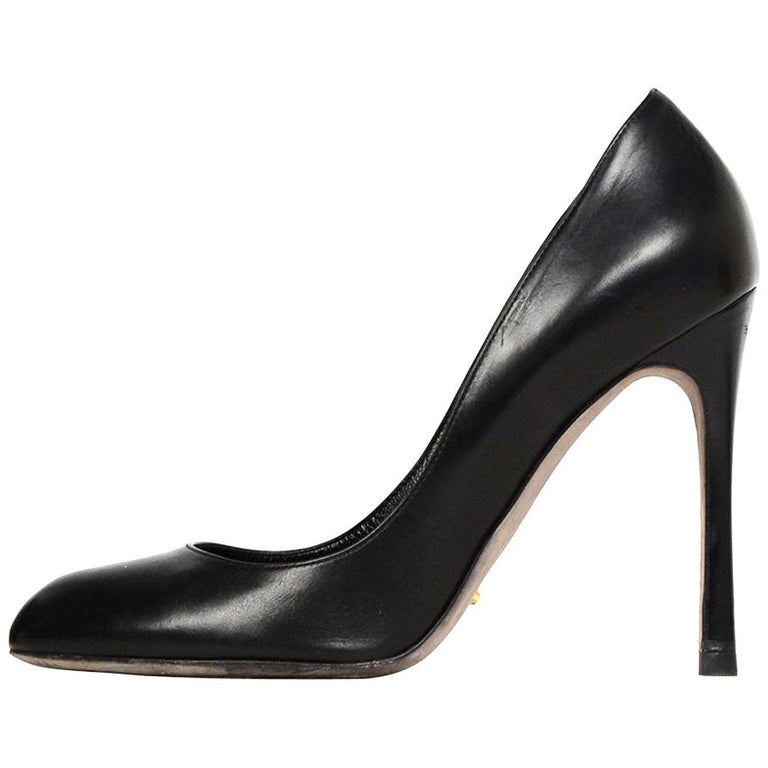 Sergio Rossi Black Leather Pumps Sz 40.5 For Sale at 1stdibs
